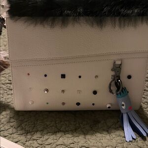Min & Mon NWT IVORY Studded Leather Crossbody Bag with EXTRA Tassel Charm free